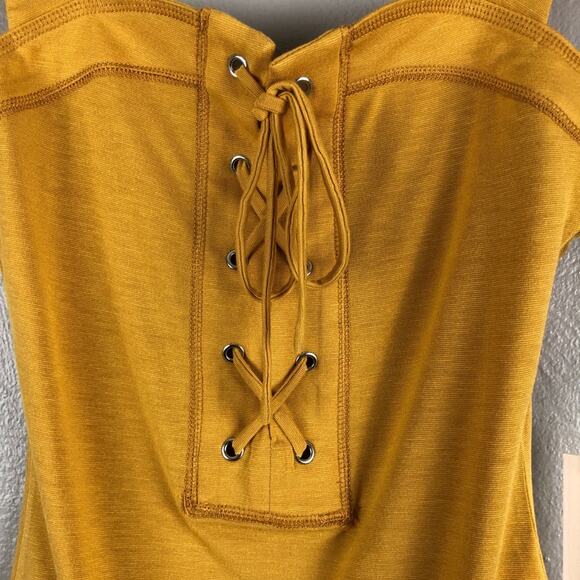 Capulet REVOLVE Mustard Yellow Goldenrod Cara Lace Up Front Lightweight Bodysuit - Picture 5 of 9